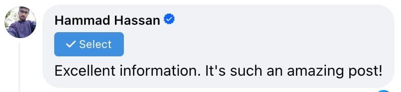 Facebook comment from Hammad Hassan (verified): “Excellent information. It's such an amazing post!”